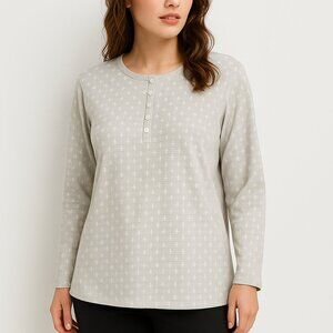 MONN (NWOT) Women's Beige Long Sleeve Button Henley Top - Size 2
